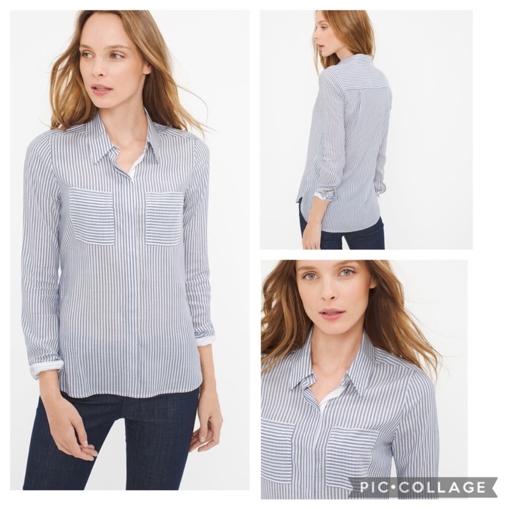 White House Black Market Long Sleeve Striped Shirt